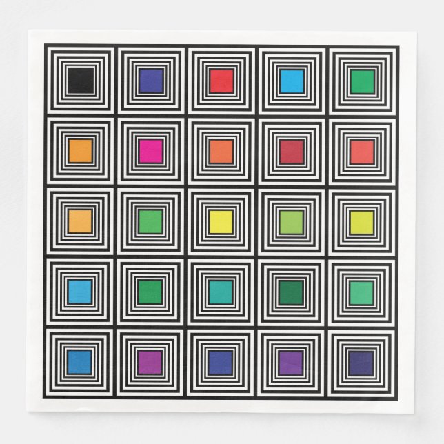 Guardanapo De Papel De Jantar Alvos de cores quadradas hipnóticas (Frente)
