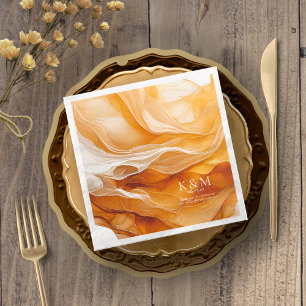 Guardanapo De Papel De Jantar Amber Brandy Abstrato Ink Wedding ID1089