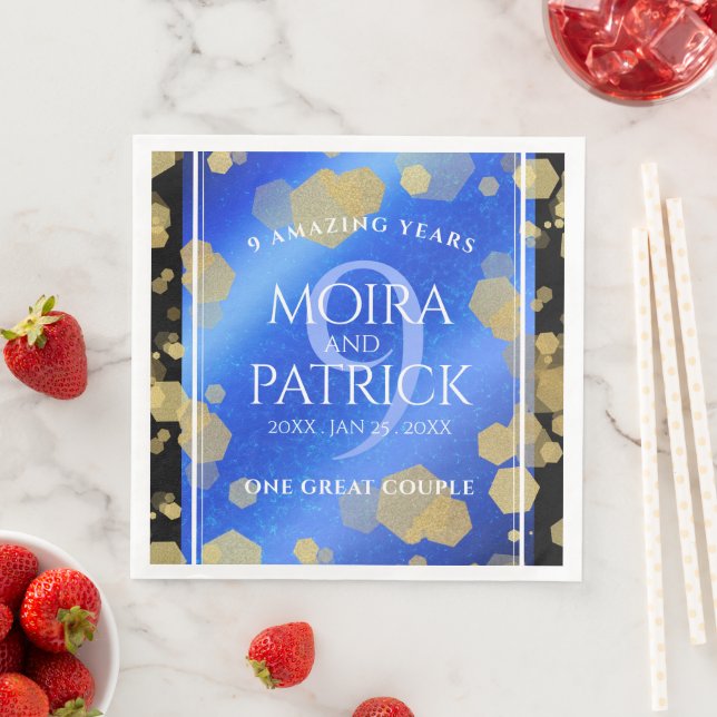 Guardanapo De Papel De Jantar Aniversário Casado do Elegante Nove Lapis Lazuli (Insitu)