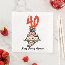 Guardanapo De Papel De Jantar aniversário de 40 anos Personalizado