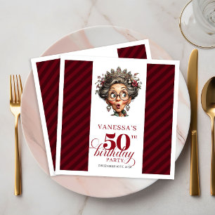 Guardanapo De Papel De Jantar Aniversário de 50 anos Senhora Engraçada e Excêntr