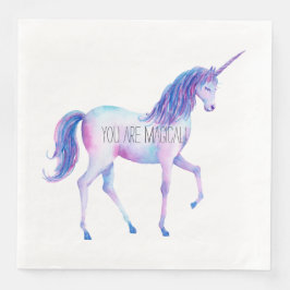 Guardanapo De Papel De Jantar Aniversário de Aqua Purple White Unicorns