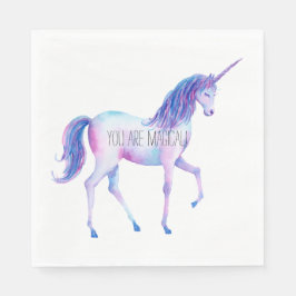 Guardanapo De Papel De Jantar Aniversário de Aqua Purple White Unicorns