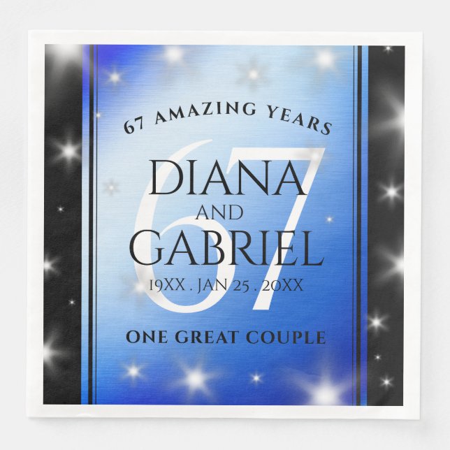 Guardanapo De Papel De Jantar Aniversário de Casamento da 67ª Estrela Sapphire (Frente)