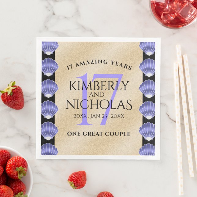 Guardanapo De Papel De Jantar Aniversário de Casamento do Elegant 17th Shells (Insitu)