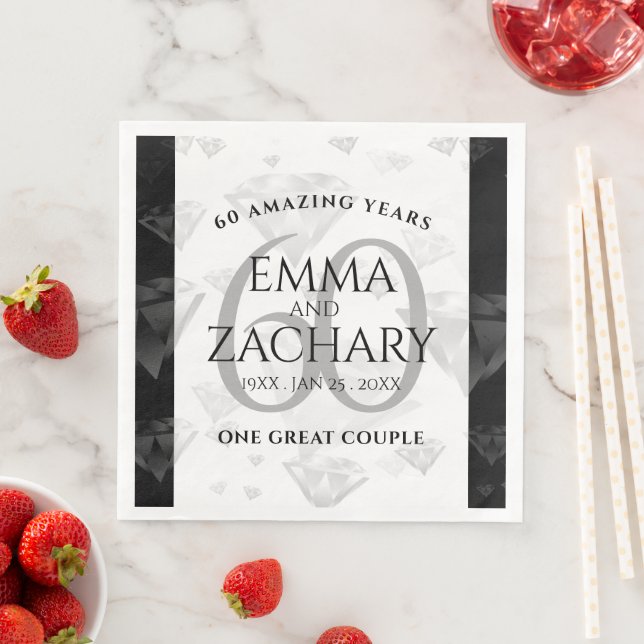 Guardanapo De Papel De Jantar Aniversário de Casamento do Elegante 60º Diamond (Insitu)