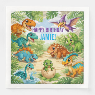 Guardanapo De Papel De Jantar Aniversário de Dinossauro de Crianças Fofas