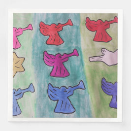 Guardanapo De Papel De Jantar Anjos de Natal com trompetes