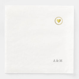 Guardanapo De Papel De Jantar Apenas um Coração Dourado Romântico