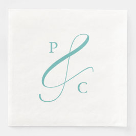 Guardanapo De Papel De Jantar Aqua Blue Ampersand Monogram Paper Dinner Napkins