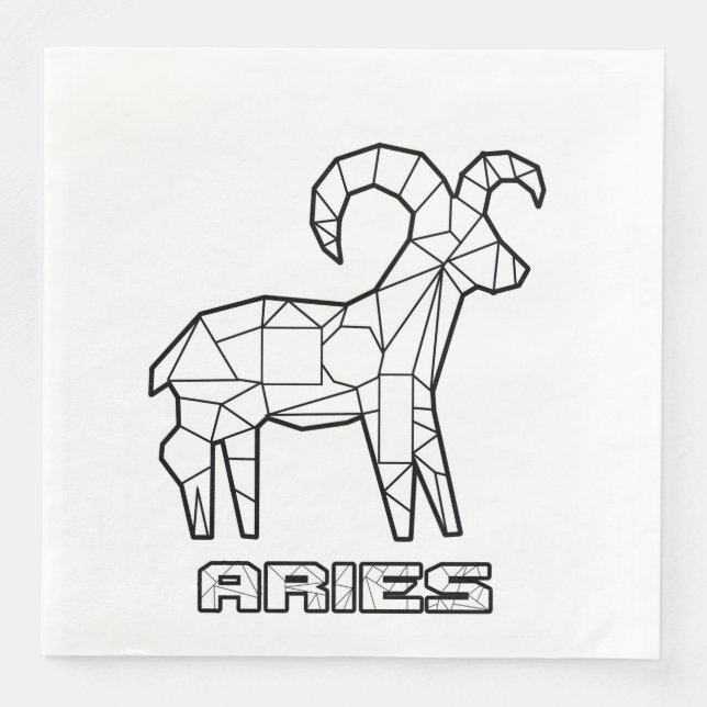 Guardanapo De Papel De Jantar Aries Zodiac - Sinal Napkin (Frente)
