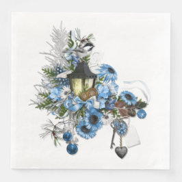 Guardanapo De Papel De Jantar Arranjo Temático de Natal Azul