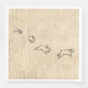 Guardanapo De Papel De Jantar Arte De Coelhinho De Vintage Bonito E Coelhos De S
