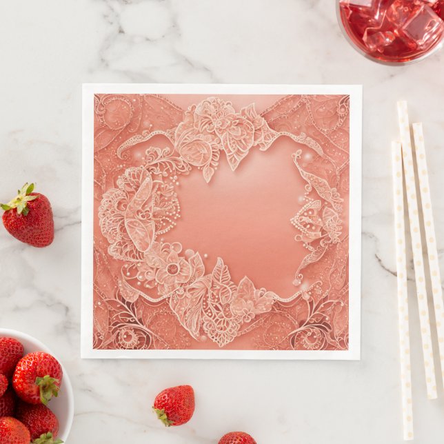 Guardanapo De Papel De Jantar arte de IA de design Coral (Insitu)