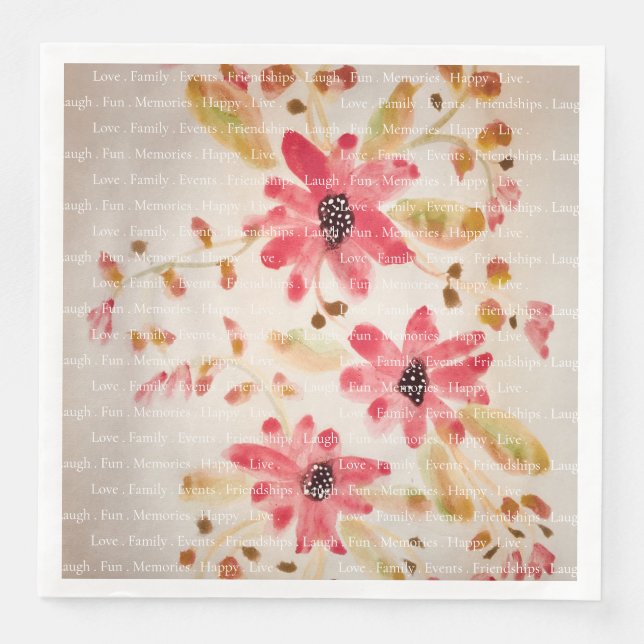 Guardanapo De Papel De Jantar Artsy Pink Floral Designer (Frente)