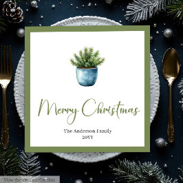 Guardanapo De Papel De Jantar Árvore de Natal Boho em Aquarela em Estilo Rústico