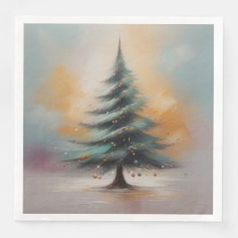 Guardanapo De Papel De Jantar Árvore de Natal Elegante Watercolor