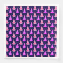 Árvores de Natal - Design de Padrão Azul Rosa