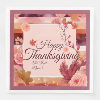 Guardanapo De Papel De Jantar Autumn Rose Happy Thanksgiving Paper Napkin