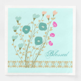 Guardanapo De Papel De Jantar Azul Claro Com Papel De Arte Floral