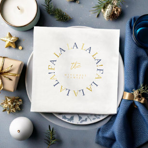 Guardanapo De Papel De Jantar Azul Dourado Natal Fa La ID1009