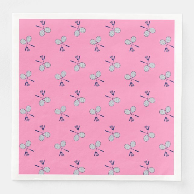 Guardanapo De Papel De Jantar Badminton Racquet Pink (Frente)