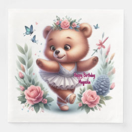 Guardanapo De Papel De Jantar Ballet Bear Birthday Napkins