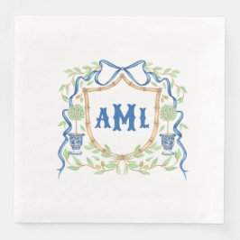 Guardanapo De Papel De Jantar Bambu & Olive Topiary Crest | Monograma
