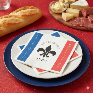 Guardanapo De Papel De Jantar Bandeira França do Dia da Bastilha Fleur-de-Lis T