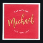Guardanapo De Papel De Jantar BAR PERSONALIZADO Mitzvah almoço caligrafia vermel<br><div class="desc">por kat massard >> WWW.SIMPLYSWEETPAPERIE.COM <<<</div>