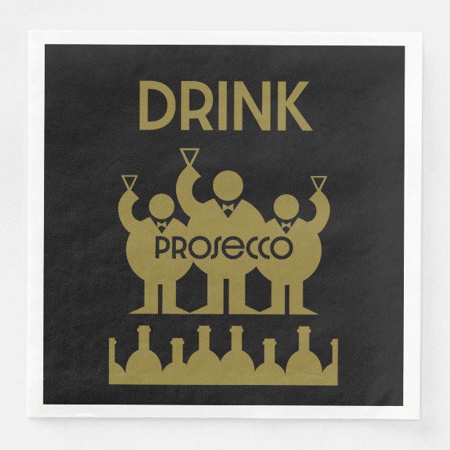 Guardanapo De Papel De Jantar Bebedores de Vinho Prosecco (Frente)