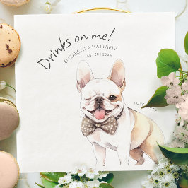 Guardanapo De Papel De Jantar Bebidas Por Minha Conta Bulldog Francês Aquarela C