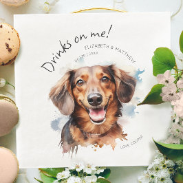 Guardanapo De Papel De Jantar Bebidas Por Minha Conta Dachshund Aquarela Cachorr