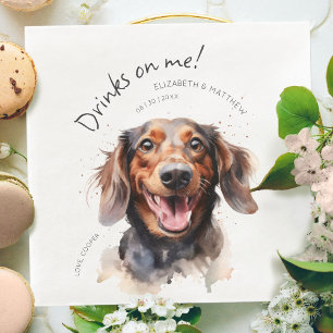 Guardanapo De Papel De Jantar Bebidas Por Minha Conta Dachshund Aquarela Cachorr