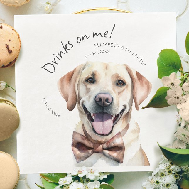 Guardanapo De Papel De Jantar Bebidas Por Minha Conta Labrador Aquarela Diversão (Criador carregado)