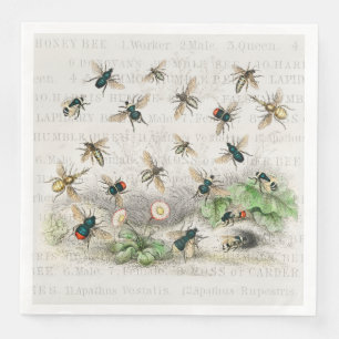 Guardanapo De Papel De Jantar Bee Honey Queen Bees Antique