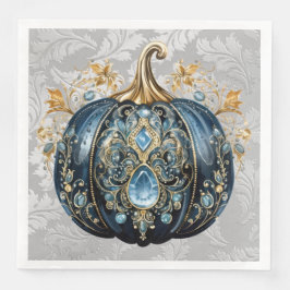 Guardanapo De Papel De Jantar Bela abelha azul e abóbora dourada