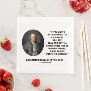 Guardanapo De Papel De Jantar Benjamin Franklin Não Ser Esquecido Leitura Escrit