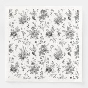Guardanapo De Papel De Jantar Black Toile De Jouy Vintage Floral Chinoiserie