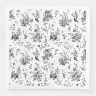Guardanapo De Papel De Jantar Black Toile De Jouy Vintage Floral Chinoiserie
