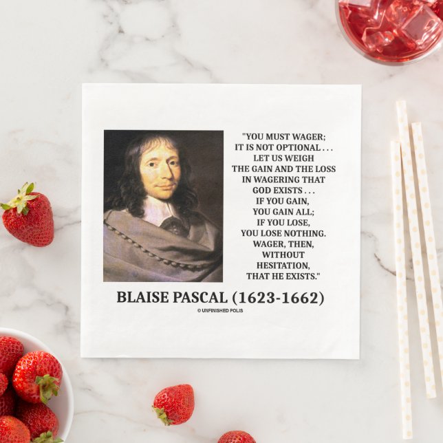 Guardanapo De Papel De Jantar Blaise Pascal ganha perda abusando de Deus existe  (Insitu)