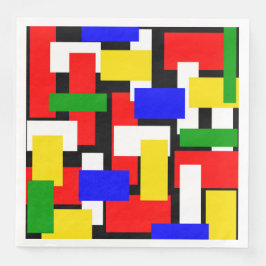 Guardanapo De Papel De Jantar Blocos vermelhos, amarelos, pretos, azuis e verdes