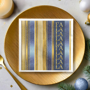 Guardanapo De Papel De Jantar Blue Dourado Natal Fa La Pattern#27 ID1009