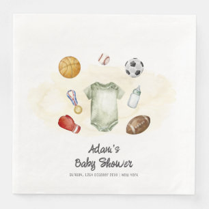 Guardanapo De Papel De Jantar Bodysuit de esportes All Star em aquarela Churrasc