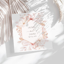 Guardanapo De Papel De Jantar Boho Beige e Rosas Rosa Casando Napkins