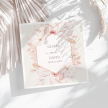 Boho Beige e Rosas Rosa Casando Napkins