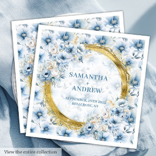 Guardanapo De Papel De Jantar Boho Dusty Pastel Azul Dourado Casamento Napkin