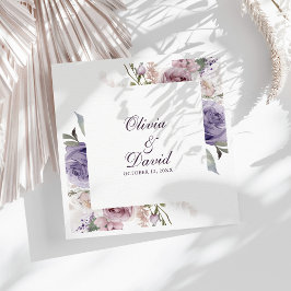 Guardanapo De Papel De Jantar Boho Mauve e Lilac Floral Wedding