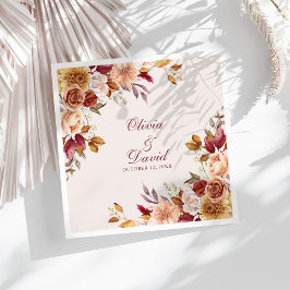 Guardanapo De Papel De Jantar Boho Modern Burnt Orange Terracotta Casamento Flor