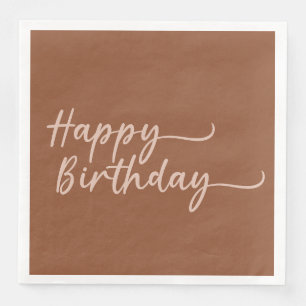 Guardanapo De Papel De Jantar Boho Summer Brown Terracotta Trendy Happy Birthday